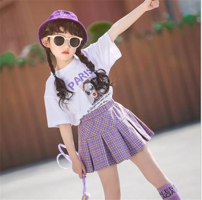 China Casual Kids Clothing Sets For Girls Sportswear Navy Style Striped+Skirts Girls Sports Suits Teenage Kids Tracksuits for sale