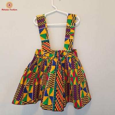 China 2021 Wholesale Factory Price Comfortable Fashion Kid's Clothing African Colorful Pattern Wax Printed Girl's Overalls Casual Skirts for sale