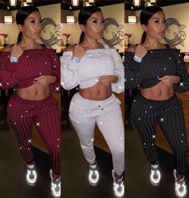 China New BN0329 Woman's QUICK DRY Two Piece Crop Set Long Sleeve Crop Top Clothing For Women for sale