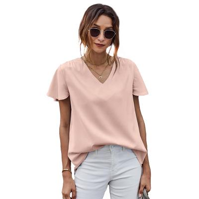 China STREETWEAR Girls Tops Womens Summer Ruffle Single Sleeve Round Neck Pull Overt Women's T-Shirt For Ladies for sale