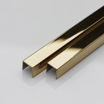 China Modern Stainless Steel 201 304 316 Gold Mirror Surface Metal U Shape Square Tile Trim for sale