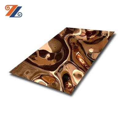 China Hotel Interior Decoration Grade 304 Stainless Steel 316 Leaf Water Effect Decorative Copper Color Coated for sale