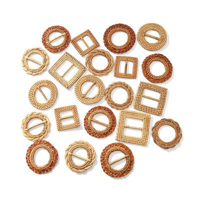 China New Fashion Pin Buckles Round Bamboo Buckle For Belts Forest Style Rattan Knit Buckle Head For Bag for sale