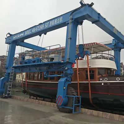 China Gantry Crane Rubber Tyre Wheels Mobile Boat Hoist Yacht Handling Machine Boat lift Gantry Crane for sale