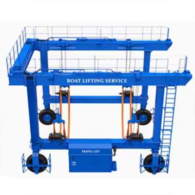 China Gantry Crane 50 100 300 ton Wireless mobile ship lift gantry crane yacht lift rubber tire yacht straddle carrier crane for sale