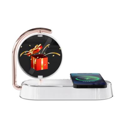 China Modern 3D Hologram Projector Display Wireless Phone Charger With Led Touch Night Light Perfect For Christmas Gift for sale