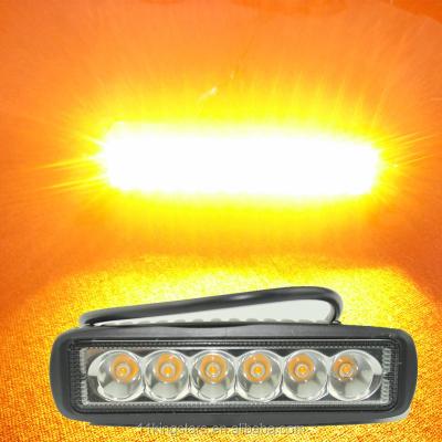 China Amber Yellow 18w Led Work Light 12v-24v 3500k Spot Light 18w Led Light Flood Lamp 6INCH for sale