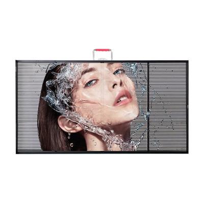 China Indoor led stained glass TV curtain price indoor advertising transparent led screen for shopping mall for sale