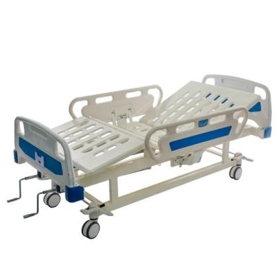 China Hospital Manufacturer Mute Castors Manual 2 Function Foldable Hospital Bed for sale