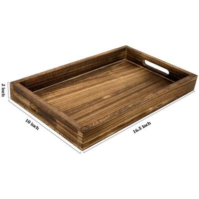 China Home Rustic Wooden Minimalist Home Tray Handle Restaurant Hotel Decorative Tray for sale