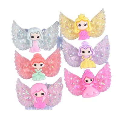 China Europe Resin Wings Girl Cartoon Princess DIY Material Hair Accessories Hairpin Link Jewelry Accessories Cute Epoxy Phone Case for sale