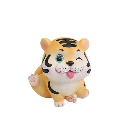 China Europe 2021 New Tiger Decoration Ornaments Naughty Cute Tiger Resin Opens Cute Pet Girls Car Decoration Ornaments for sale