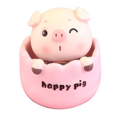 China Europe creative car cute pig car shaking celebrity main net doll decoration female pig car pendulum handwork cake decoration for sale