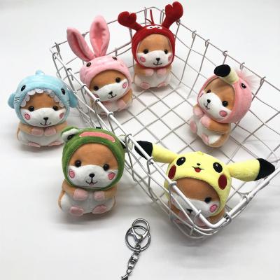 China New Cute Multicolor Pendants Transform Hamster Plush Doll School Bag Crochet Machine Doll Head Chain Pendant Wholesale for sale