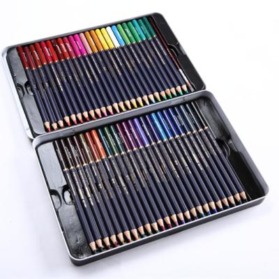 China Soften Bass Wood Pencil Lead Watercolor Pencils 72colors Tin Box Packaging Watercolor 3.5mm for sale