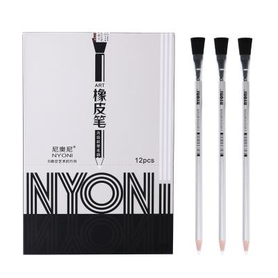 China Sketch To Write Convenient Design Student Eraser Pencil Clean Rubber Pen With Brush Multiple Function White Pencil for sale