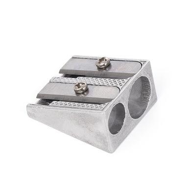 China New Design Pencil Double Hole Pencil Sharpener Metal Cutter Aluminum Alloy Cutting Tool With Two Hole for sale