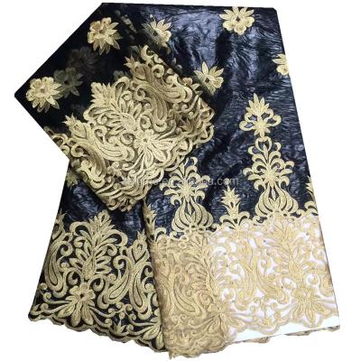 China Newest 2018 African Guinea Bazin Color Lace Fabric Embroidery Fabric Black Tear-Resistant Tulle Lace Fabric With 1065 Beaded for sale