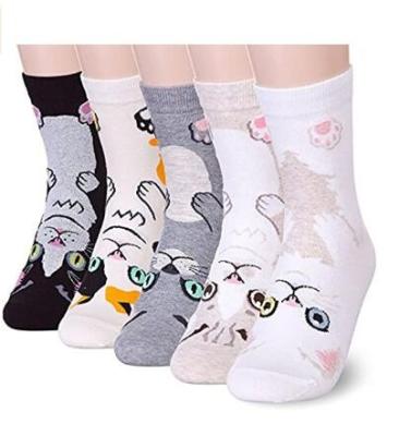 China Sustainable bulk wholesale Womens girls Crew Funny Funky Crazy Cartoon Animal Designed Puppy Dogs Cotton socks for sale