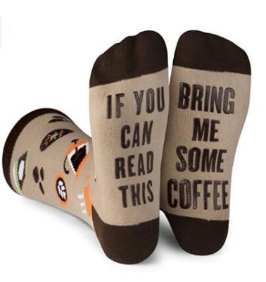 China WZ QUICK DRY WAKE UP AND SMELL COFFEE KNOCK - funny dress socks for men and women for sale