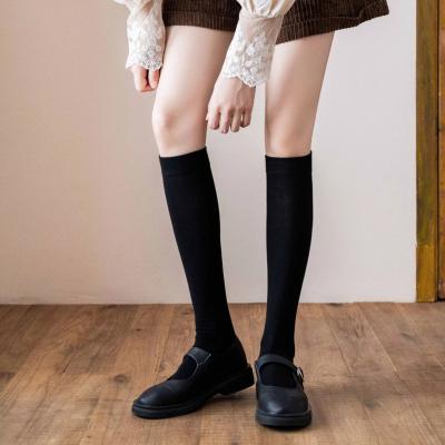 China WZ04Calf Viable Bangs Black Stockings Ins Street Fashion Mid Length Knee-high Thin Spring And Autumn for sale