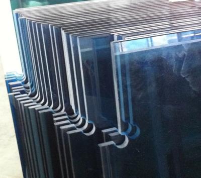 China 10mm Tempered Safety Glass Doors with Cutouts for Patch Fittings Ford Blue Colour for sale