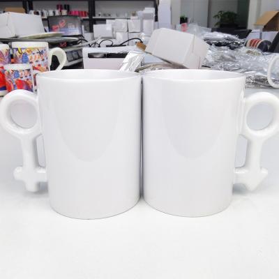 China Sublimation Sustainable Couple Mugs 10oz Blank White Ceramic Mug For Sublimation for sale