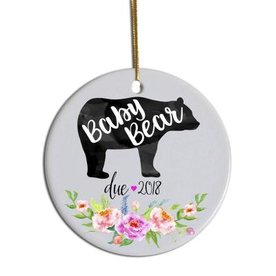 China 2021 Sublimation Two Sides Leadsub Home Decoration Round Shape White Ceramic Ornament For Christmas 3inches for sale