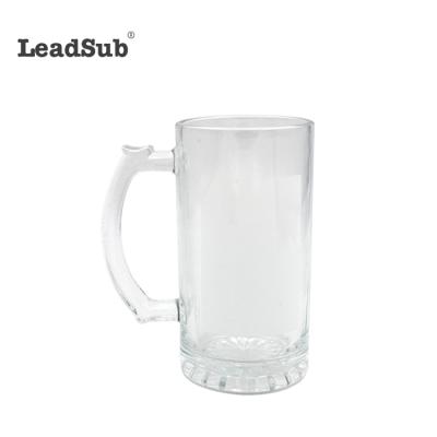 China Custom Clear Glass Double Wall Shot Glass 400ml 16oz Sublimation Beer Mug Wholesale for sale