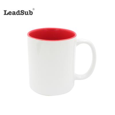 China Wholesale 11oz Sublimation Mug Viable White Ceramic Inner Colored Blank for sale