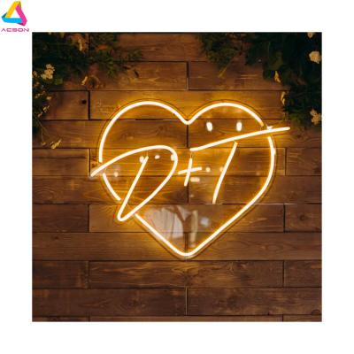 China Long Lasting Custom Heart Initials Neon Sign For Wedding Party for sale