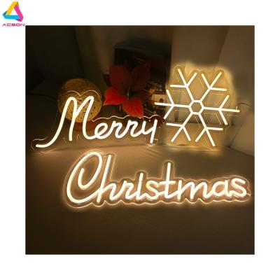 China Custom Long Lasting Christmas Snowflake Led Neon For Bar Room Decor Wall Art Lamp Garden Merry Christmas Night Light Kid Gift for sale