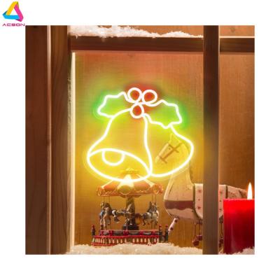 China Long Durable Merry Christmas Bell neon sign for home or business 75cmx75cm for sale