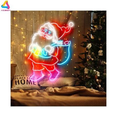 China Long Lasting Custom Christmas Decorations 55cmx70cm Santa Claus Decorates Neon Light Signs for sale