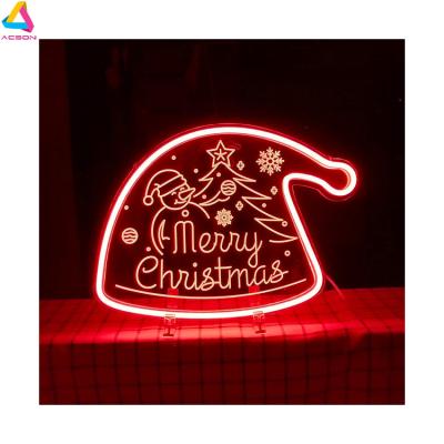 China Long Lasting Custom Christmas Hat No MOQ Free Design Neon Signs Lighting LED Neon Sign Letters For Christmas Party for sale