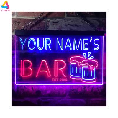 China Long lasting fast delivery custom NO MOQ dropshipping personalized your name east year theme bar beer mug decoration neon color LED sign double for sale