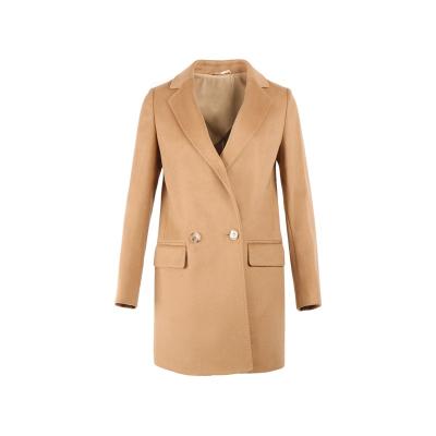 China Anti-wrinkle camel coat women formal woolen outerwear for women ladies office wears short smart 100% woolen coat for sale