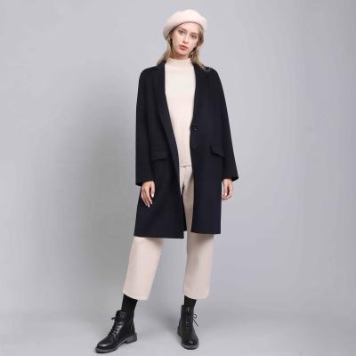 China 2021 korea style women's double faced anti-wrinkle ladies outwear coat office lady woolen coat double sided 100% wool coat for sale