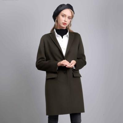 China Anti-wrinkle women's blazer 2021 fashion women wool half winter casual outwear clothing handmade double sided 100% wool coat with suit collar for sale