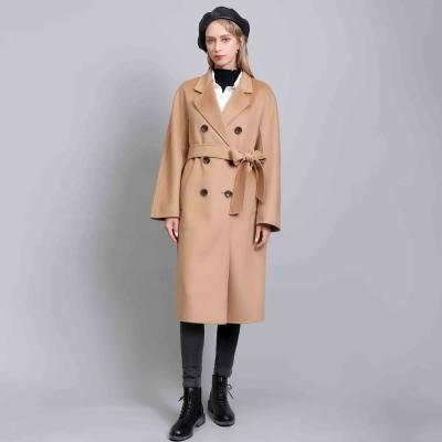 China Anti-wrinkle women loose long woolen cashmere long coat double face ladies warm handmade wool coats winter long cashmere coat for sale