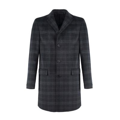 China 2022 Customized Check Men's Black Woolen Coat Customized Anti-Wrinkle Overcoat Business Woolen Blazer Winter Men Smart Classic Clothing for sale