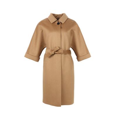 China Anti-wrinkle Three Quarter Sheath Belt Fashion Coat Ladies Wool Dress Coat Luxury Camel Wool Coat For Woman for sale