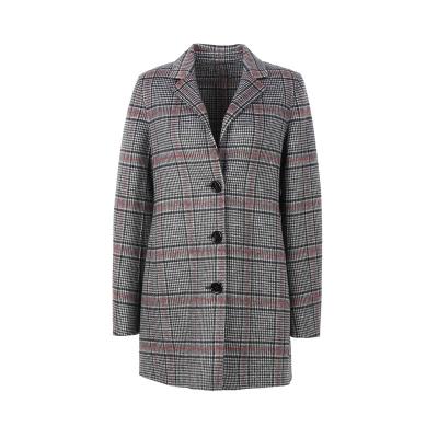 China Anti-wrinkle ladies wool blend jacket winter new fashion wool handmade coat long for women plaid woolen double sided coat for sale