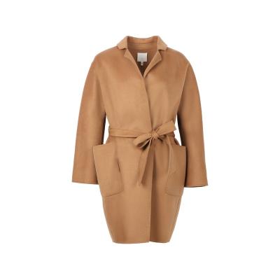 China 2021 Winter Western Clothing Ladies Camel Luxury Wool Anti-wrinkle Long Coated Handmade 100% Cashmere Wool Double Sided Coat for sale