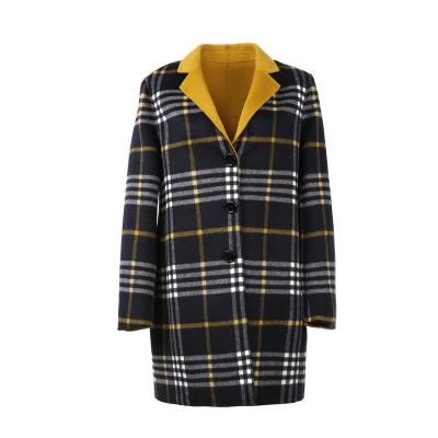 China 2022 Elegant Anti-wrinkle fashion ladies check wool half coat women autumn overcoat handmade casual ladies double face woolen coats for sale