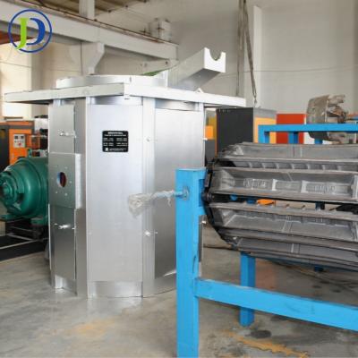 China Melting UBC Cans Recycling Line Judian Induction Chute Furnace Automatic Casting Billet Copper Conveyor Aluminum Ingot Casting Line Tilting Type for sale