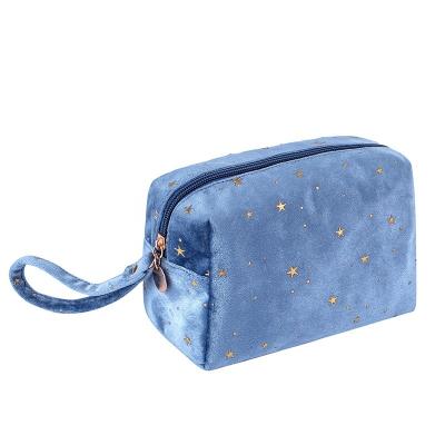 China Fashion Monogram Spring Color Velvet Star Golden Pattern Makeup Bags Handbags Grab Portable Storage Bags for sale