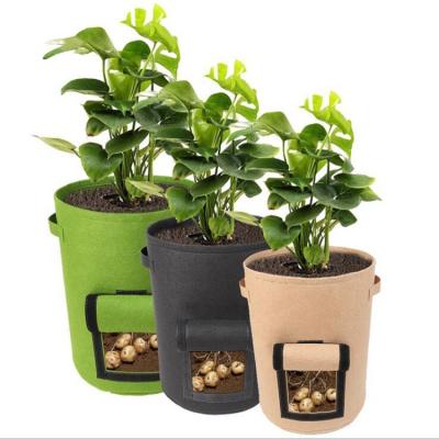 China Wholesale Plant Fiber Grow Sack Plant Bag Nonwoven 3 Gallon Aeration Fabric Pots with Access Flap and Handles for sale