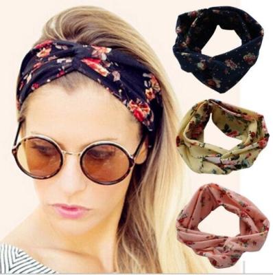 China Headband Rose Printing Knot Women Headband Hot Selling Rose Printing Knot for sale