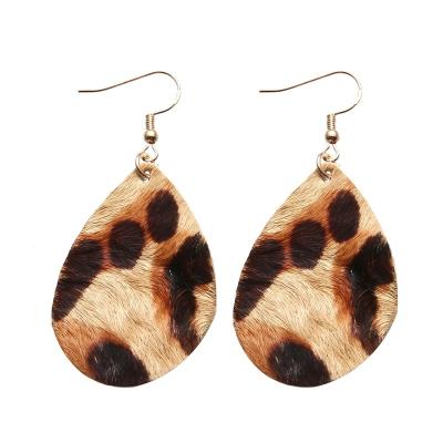 China Leather & Hot Selling Vegan Leather Teardrop Earring Leather Teardrop Earring Vegan Leather With Leopard Print Leaf Drop Leather Earrings for sale